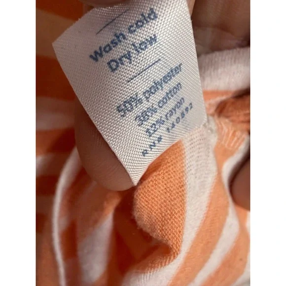 Marine Layer Womens XL Orange White Striped Short Sleeve Pocket Tee Shirt - Picture 5 of 6
